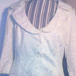 Winter White Ivory Jacquard 2 Piece Suit